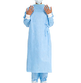 Biomed BN104B, Gown, Disposable, Impervious, Light Blue, Knit Cuff, One Size Fits Most, Tie Back, 50/CS